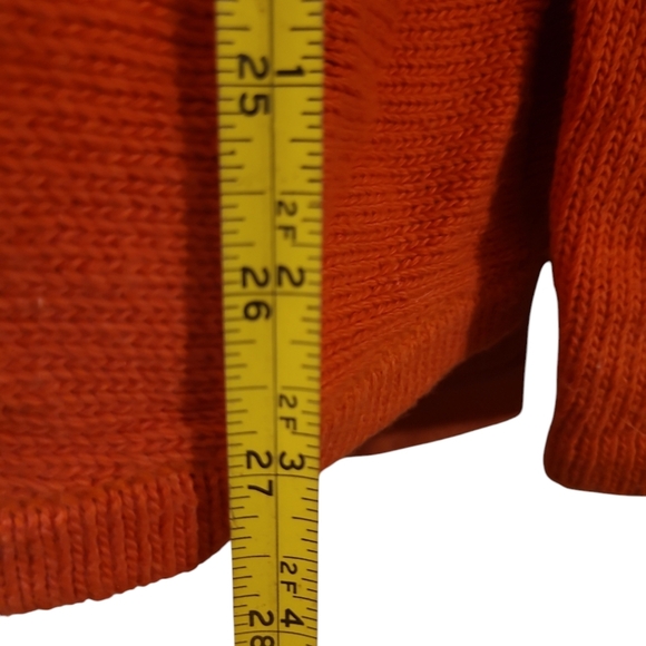 Orange v-neck sweater with pleated back designer Knitted and Knots oversized lg - Picture 7 of 7